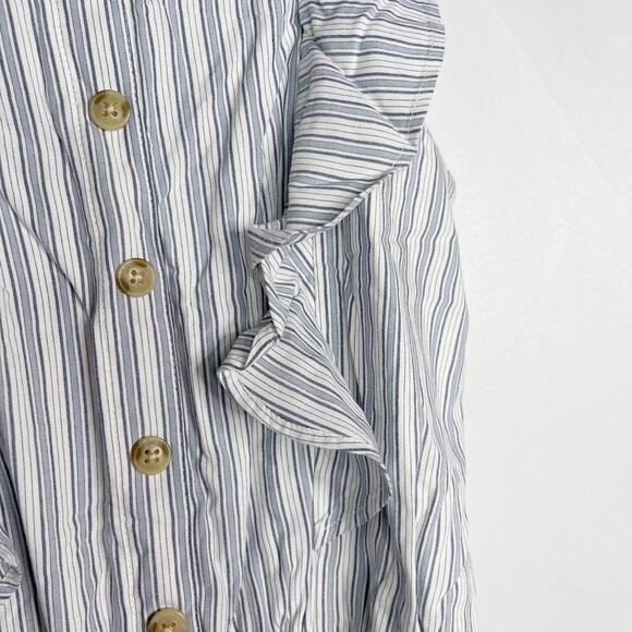 Abercrombie Kids Girls 13/ 14 White Blue Striped Ruffle Jumpsuit Cinch Pocket - Picture 6 of 12